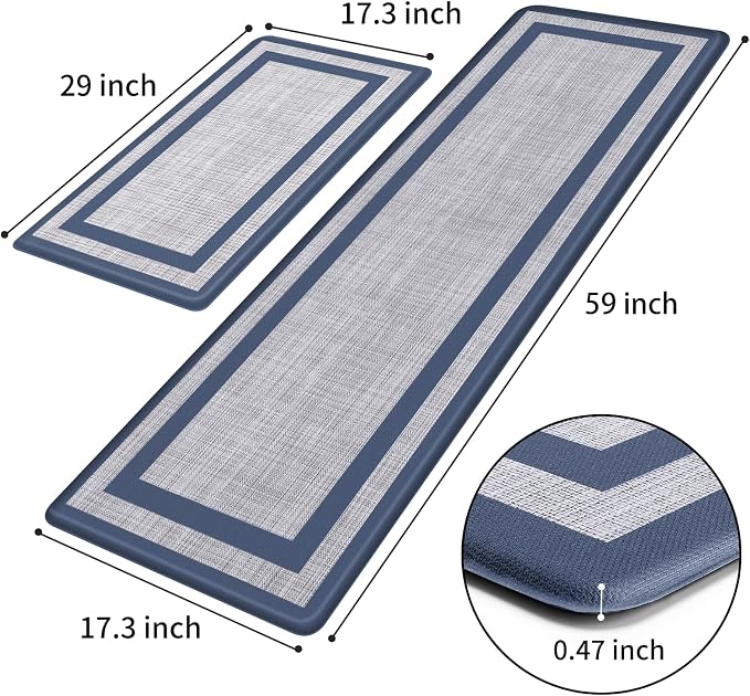Mattitude Kitchen Mats Set of 2 Cushioned Rugs 0.47 inch Thick Anti-Fatigue Mats - Image 2