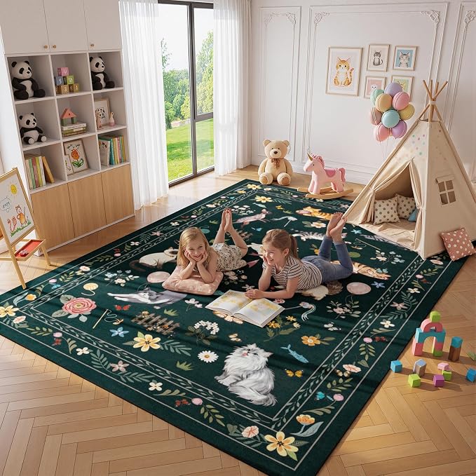 Unirea 6x9 Black Cat Area Rug for Living Room, Large Soft Washable Kids Rug - Image 6