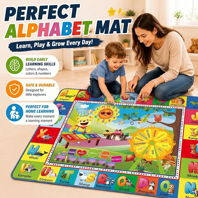 ABC Kids Play Rug, Non-Slip Classroom Carpet, 78.7" x 59" | Colorful ABC pattern - Image 5