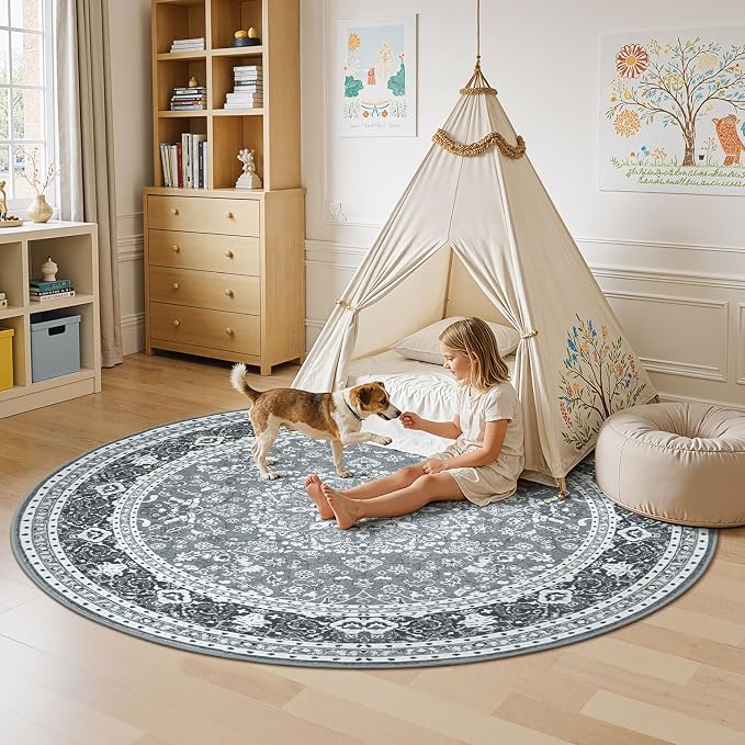 Lessymo Washable 8FT Round Area Rugs - Image 4