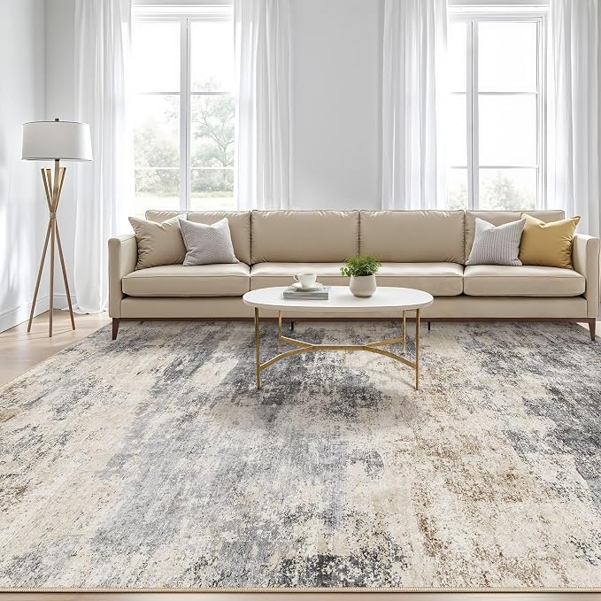 10x12 Area Rug Living Room: Washable Large Abstract Modern Soft Rug Stain - Image 5