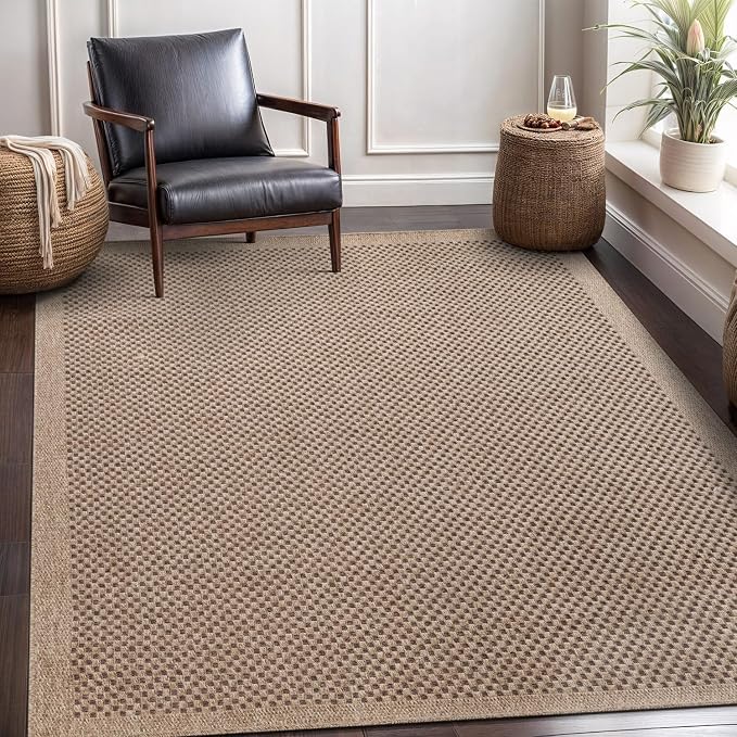 CAMILSON Easy Jute Rug 6x9, Indoor Outdoor Natural Color Fiber Area Rugs - Image 5