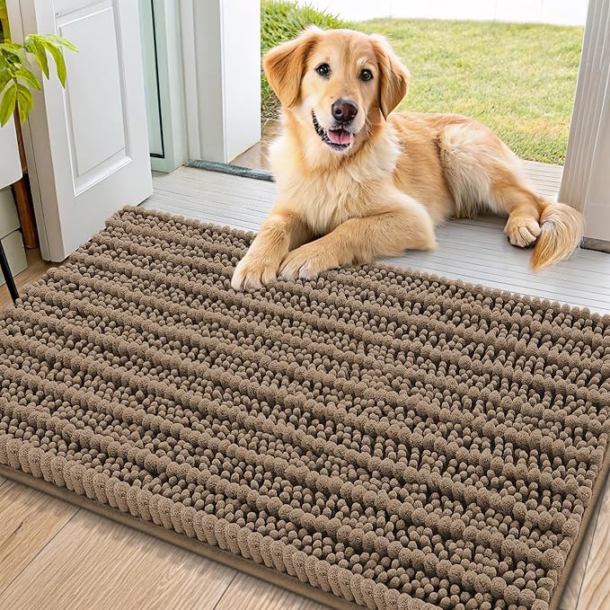 Smiry Dog Door Mat for Muddy Paws 40x24, Absorbent Dirt Trapper, Non-Slip by Smiry