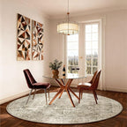 4x4 Round Bedroom Rug Washable: Living Room Rug Stain Resistant Non Slip Low - Image 4