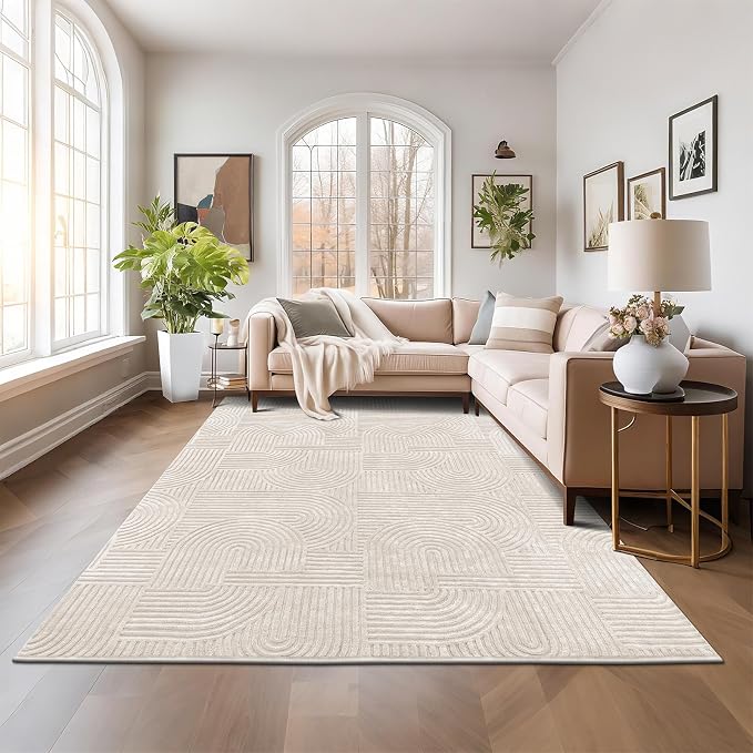 Pauwer 8x10 Washable Area Rugs for Living Room Modern Beige Solid Color Soft - Image 7