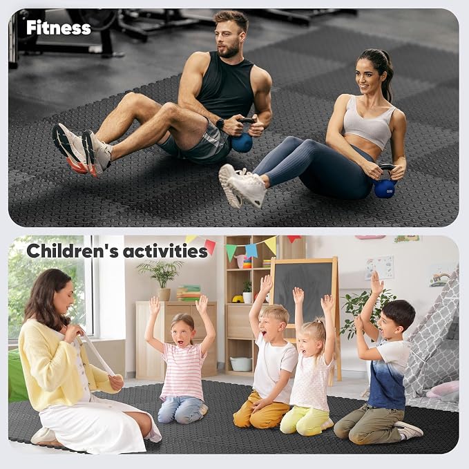Home Gym Mat, Puzzle Exercise Mat, EVA Interlocking Foam Floor Tiles - Image 7