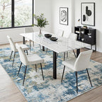 Area Rug 5x7 Living Room Rug Washable: No-Slip Abstract Soft Thin Large Blue - Image 6