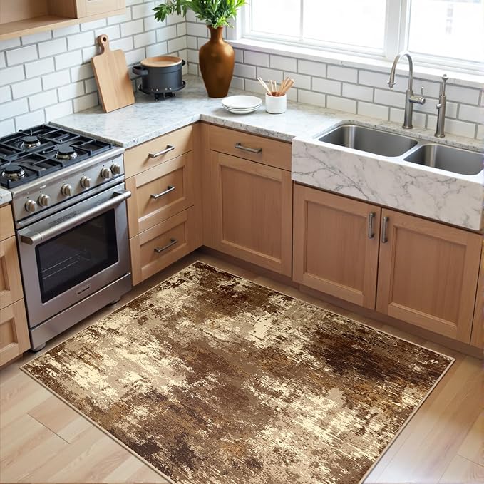 RELEANY Washable Area Rugs 3'x5' Non-Slip Modern Abstract Soft - Image 2
