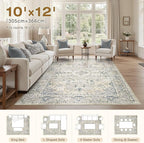 cotiled 10x12 Area Rug Machine Washable Vintage Carpet - Image 7