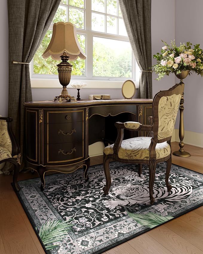 Moynesa Tiger Washable Rugs, 3x5 Entry Area Rugs, Non Slip Vintage Soft Living - Image 6