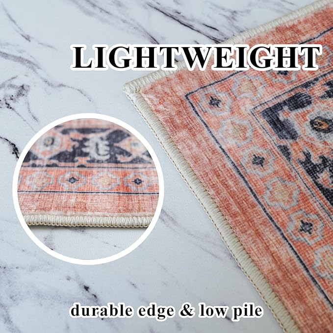 Washable 2x3 Small Area Rug: Vintage Indoor Soft Non Slip Door Mat Stain - Image 8