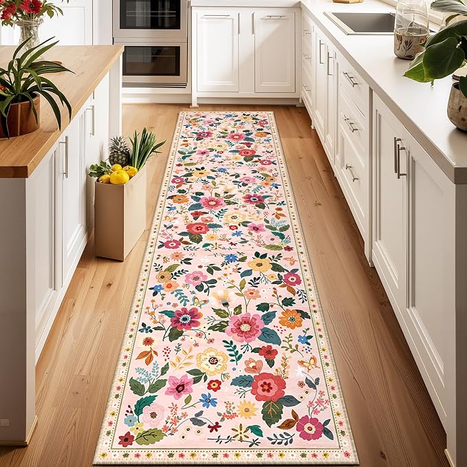 RELEANY Floral 2x6 Area Rugs Washable Print Boho Cute Carpet Non Slip Flower - Image 9