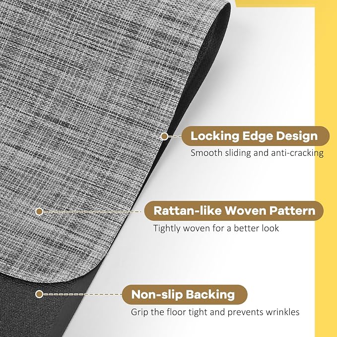 BesWin Large Office Chair Mat for Hardwood Floor, Heavy Duty PVC Floor - Image 3