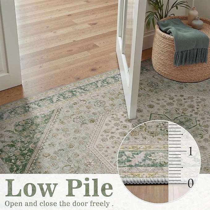 DCX Green 3x5 Entryway Rug, Machine Washable - Image 3