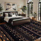 SERISSA 5x7 Area Rugs for Living Room, Washable Non-Slip Black and Gold Boho Rug - Image 2