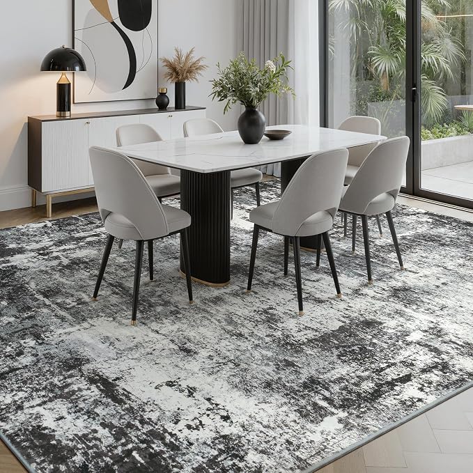 8x10 Area Rugs for Living Room, Abstract Neutral Washable Bedroom Rug, Modern - Image 8