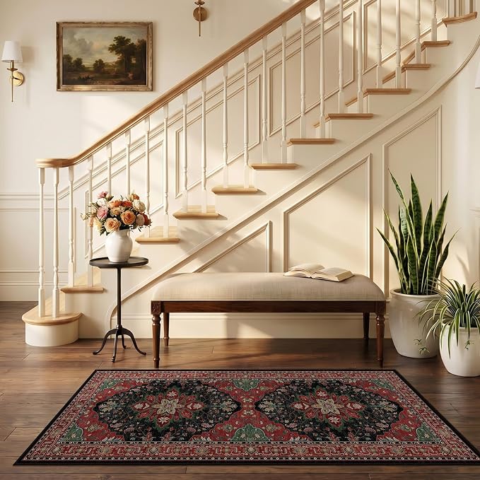 RELEANY Area Rugs Runner 2'6"x5' Washable Non-Slip, Floral Vintage Distress - Image 2