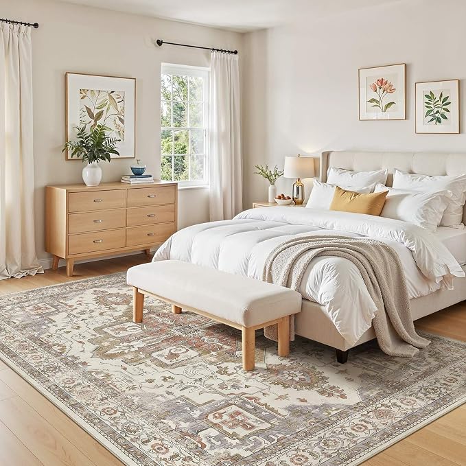 10x12 Washable Area Rugs for Living Room, Large Rug Non Slip Backing Vintage - Image 5