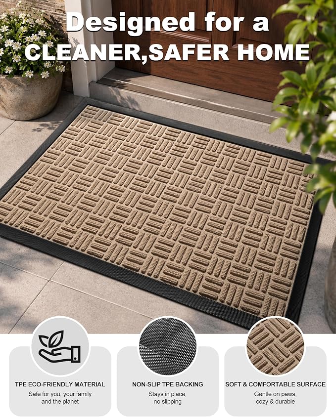 Mibao Front Door Mat Outdoor Entrance, Waterproof Dirt Trapper Doormat - Image 6