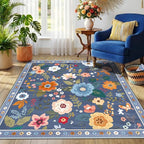 RELEANY Floral Square 6ft Area Rugs Washable Print Boho Cute Carpet Non Slip - Image 8