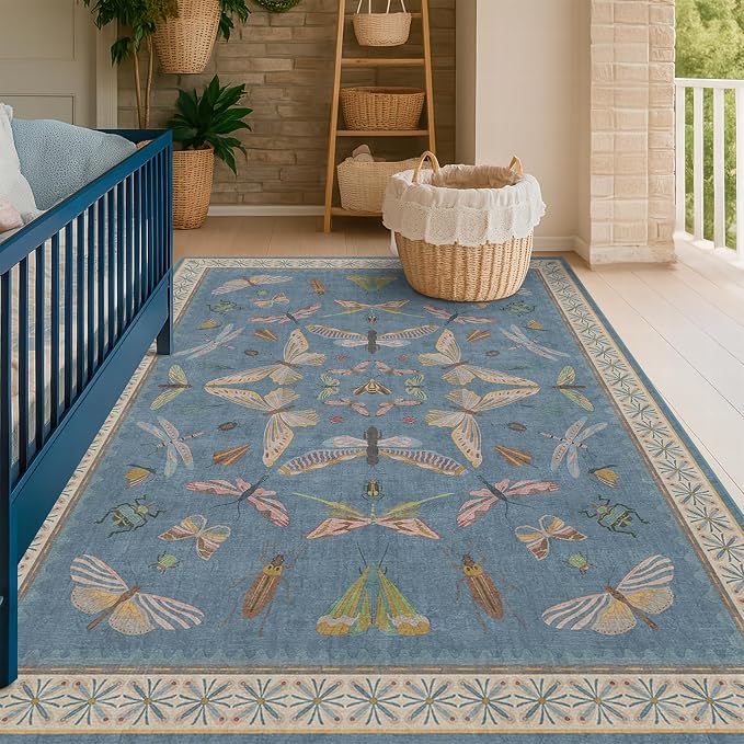 Blue Washable Kids Playroom Rug - Image 9