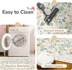 5x7 Area Rugs for Living Room Vacuum-Friendly Machine Washable Area Rug Flower - Image 5