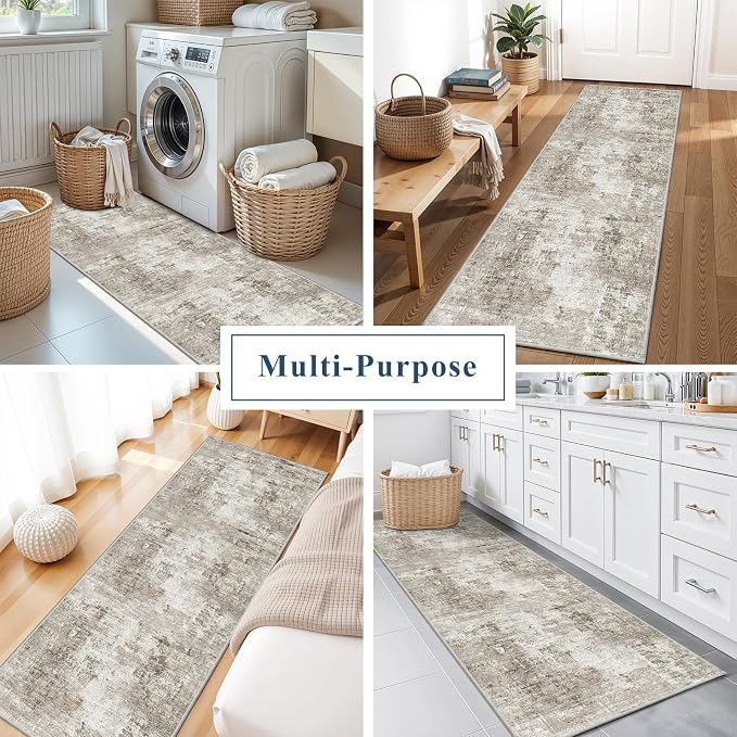 2x6 Washable Non-Slip Hallway Runner Rug – Modern Abstract Soft Carpet Runner - Image 3
