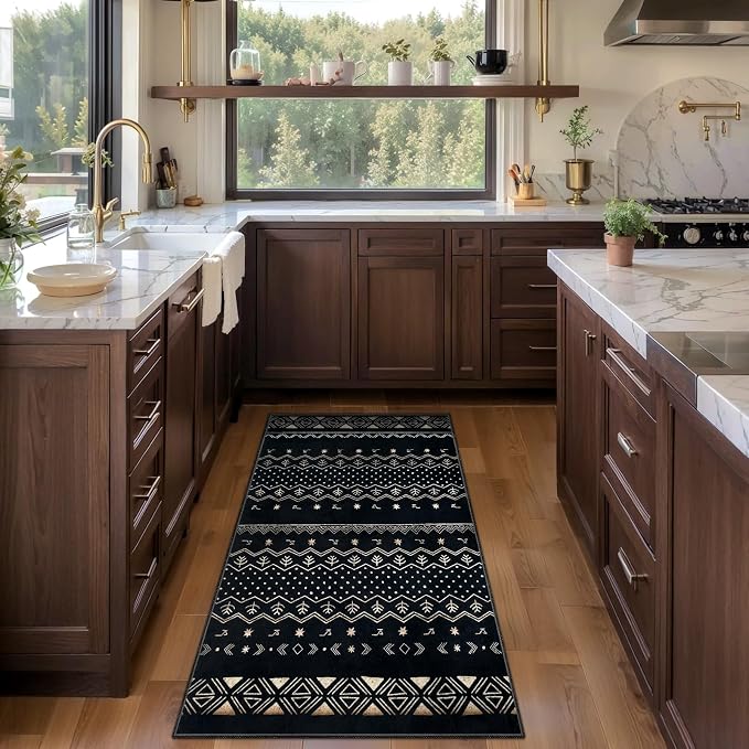 SERISSA 2x4 Rugs for Entryway, Washable Non-Slip Kitchen Runner Rug Small Black - Image 2