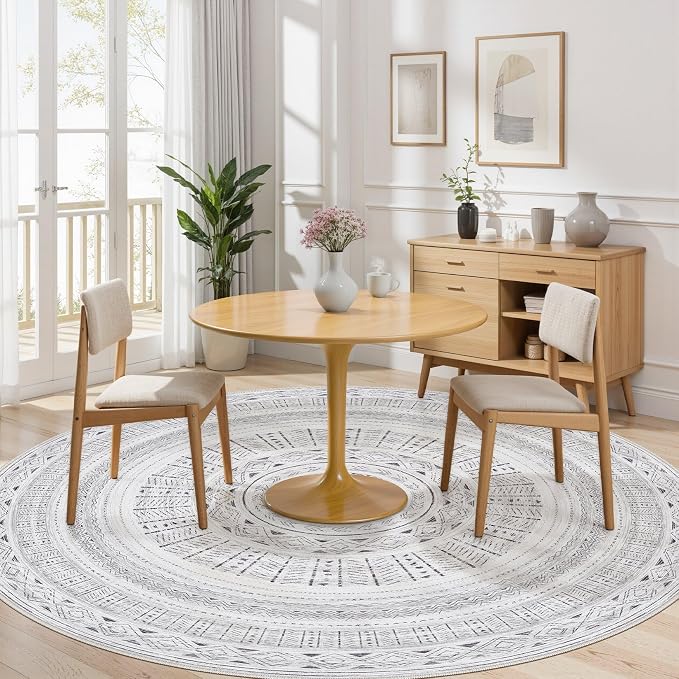 cotiled 8x8 Round Area Rugs Living Room Rug: Washable Boho Rugs - Image 4