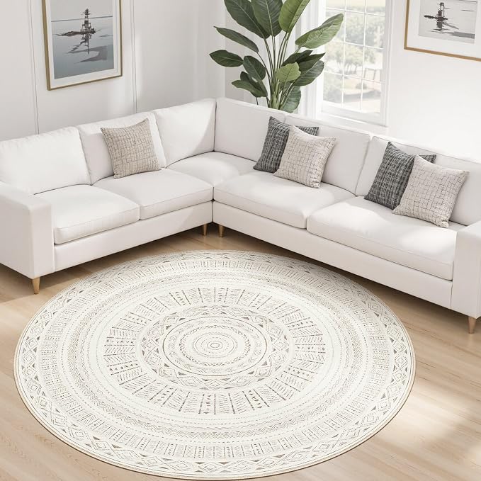 cotiled 6x6 Round Area Rugs Living Room Rug: Washable Boho Rugs - Image 8