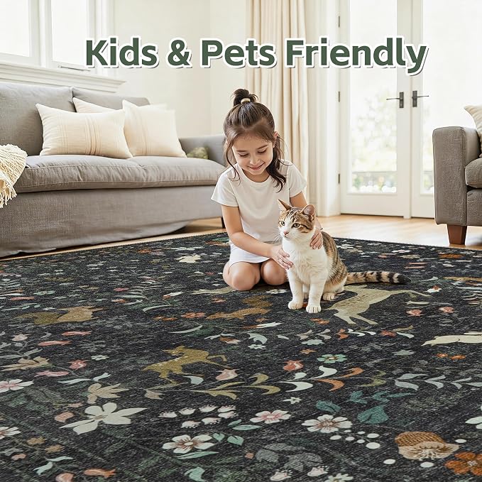 9x12 Area Rugs Washable Rug: Large Boho Living Room Rug Soft Non-Slip Low Pile - Image 5
