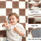 KICMOR Living Room Rug 5x8 Brown and Cream White, Large Fluffy Shag Fuzzy - Image 2