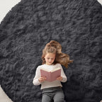 OLANLY Black Round Rugs for Bedroom by OLANLY