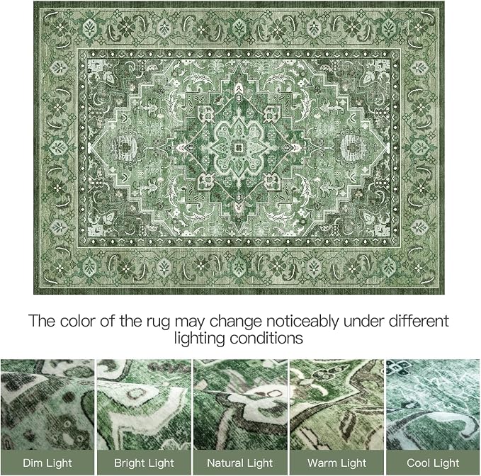 Lofus 8x10 Washable Rugs Non-Slip, Vintage Floral Area Rug - Image 6