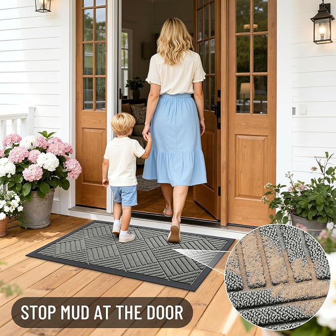 OLANLY Front Door Mat Outside Entrance 35x23, Heavy Duty Sturdy Natural Rubber - Image 6