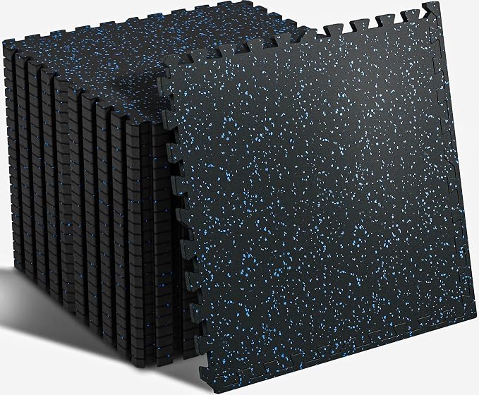 SUPERJARE 0.56'' Thick 24 Pcs 96 Sq Ft Rubber Top Exercise Equipment Mats by SUPERJARE