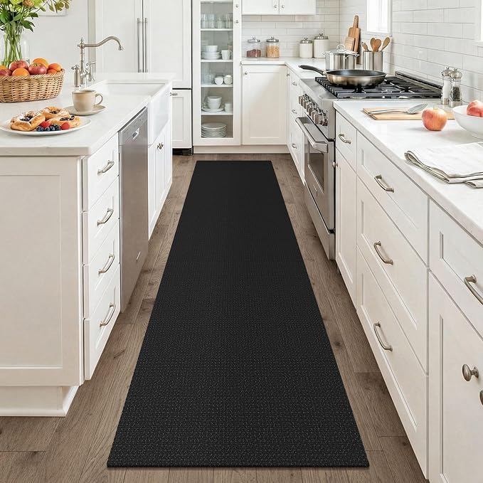 KOZYFLY Black Runners for Hallway 2x8, Washable Runner Rug, Woven Non Slip - Image 2