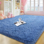 qulint 6x9 Area Rug for Living Room, Shag Fluffy Blue Rug for Bedroom Modern by QULINT
