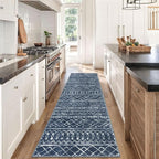 KUTA Moroccan Washable Runner Rug 2.6x8, Non-Slip Vintage Navy Blue Boho - Image 2