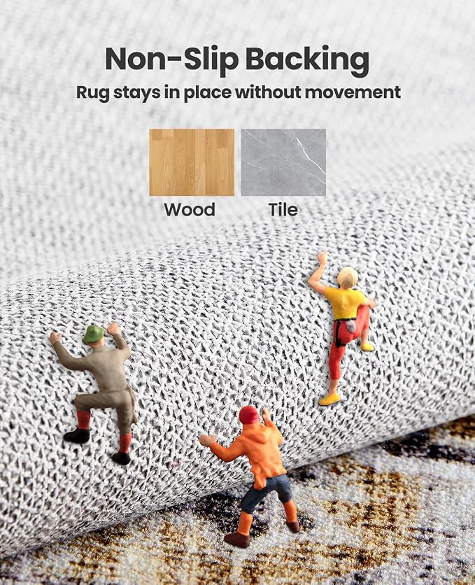 AMADA HOMEFURNISHING Washable Area Rug, Low-Profile Large Area Rug - Image 6