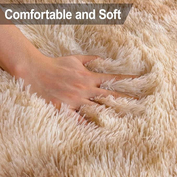 2x5 Feet Beige Fluffy Runner Rug - Image 5