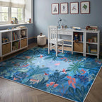 LIVEBOX Washable Jungle Animal Print 5x7 Blue Rug - Image 2