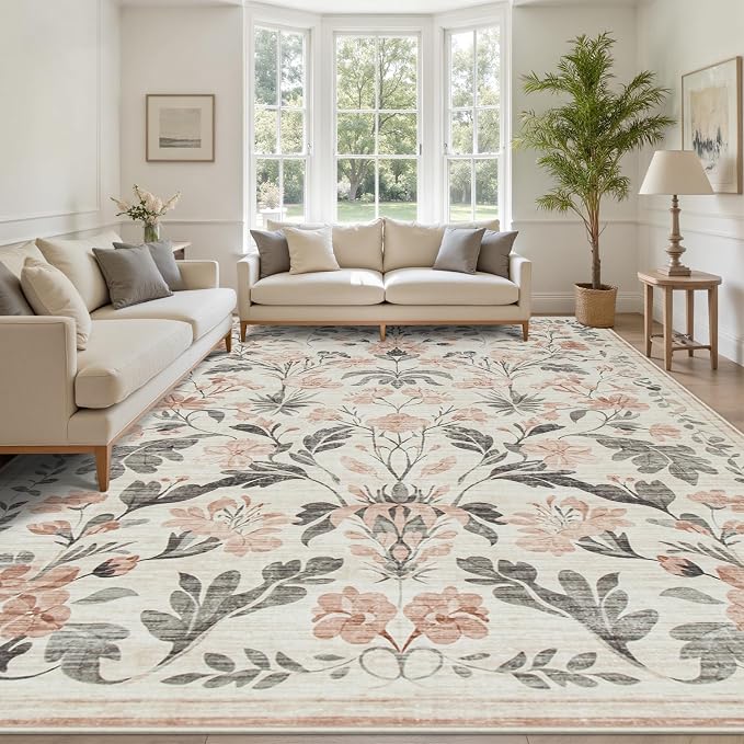 10x14 Area Rugs Washable Rug: Large Boho Living Room Rug Soft Non-Slip Low Pile - Image 2
