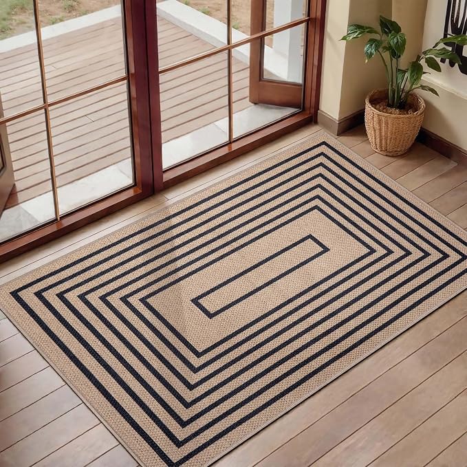 Tangsoo Geometric Easy Jute Rug 2x3 Washable Rug, Small Area Rug - Image 2