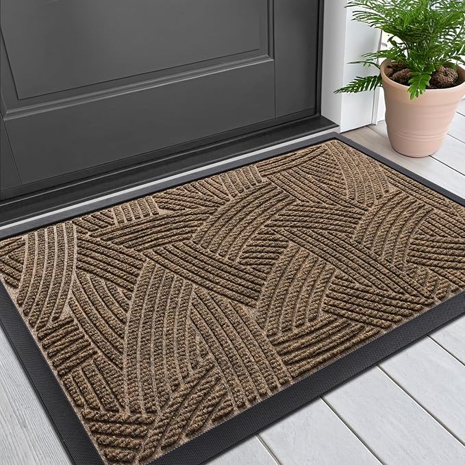 Smiry Front Door Mat Outside Entrance, Heavy Duty Sturdy Natural Rubber Doormat by Smiry