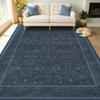 Navy Blue 8x10 Large Rugs for Living Room, Machine Washable Soft Dark Blue Area - Image 8