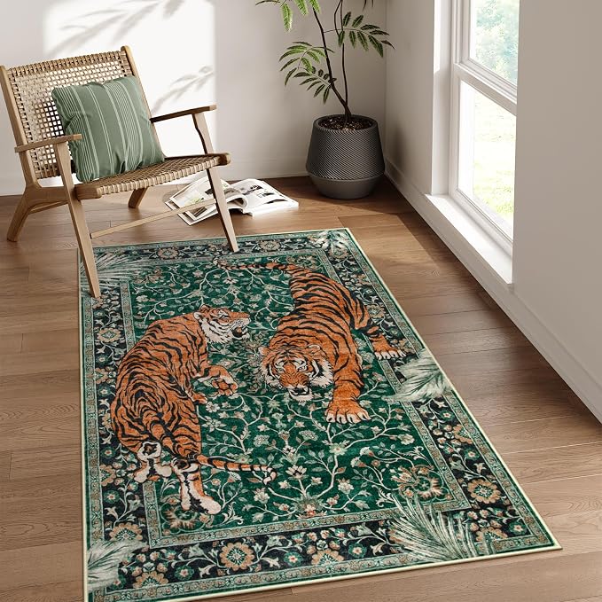 Moynesa Tiger 3x5 Washable Rug, Boho Area Rugs - Image 2