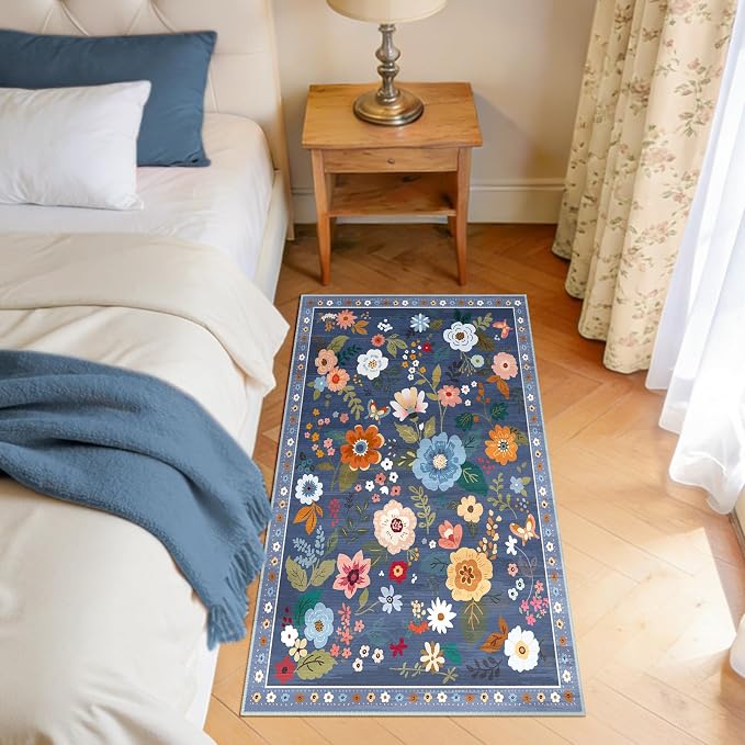 RELEANY Floral 2x4 Area Rugs Washable Print Boho Cute Carpet Non Slip Flower - Image 8