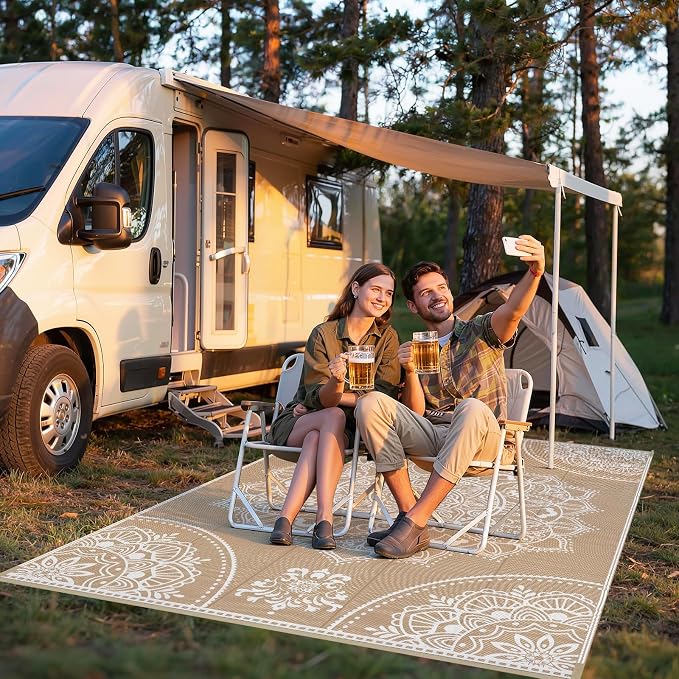Pauwer Waterproof Outdoor Rug 6x9, Reversible Plastic Straw Patio Camping Rug - Image 7
