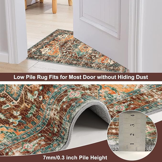 Yamaziot Washable Runner Rug, 3x7 Non-Slip Boho Vintage Hallway Rug Runner - Image 3